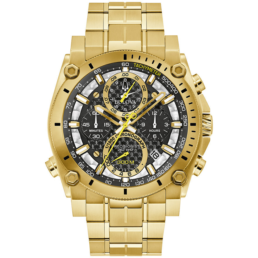 Bulova Precisionist Icon Chronograph Men's Gold-tone Bracelet Quartz Watch - 97B218