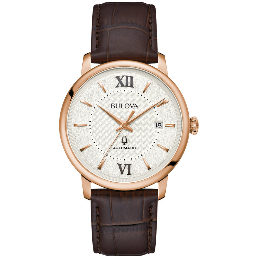 Bulova Hudson Men's Brown Strap Automatic Watch - 97B225