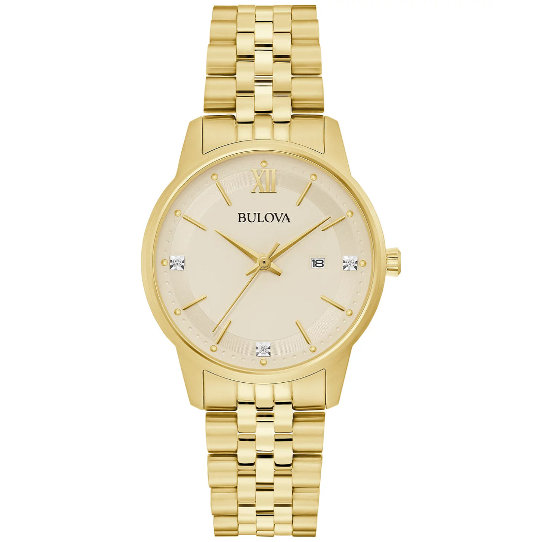 Bulova Crystal Collection Women's Gold-tone Bracelet Quartz Watch - 97P155