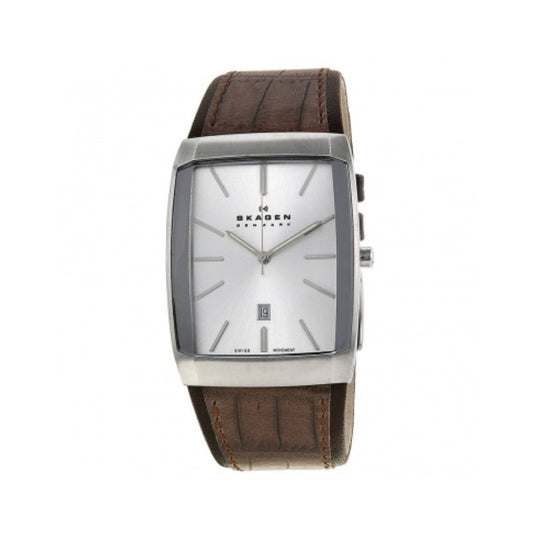 Skagen Black Label Men's Silver Dial Brown Leather Quartz Watch 984LSLD