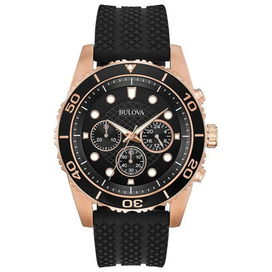 Bulova Sport Chronograph Men's Black Strap Quartz Watch - 98A192