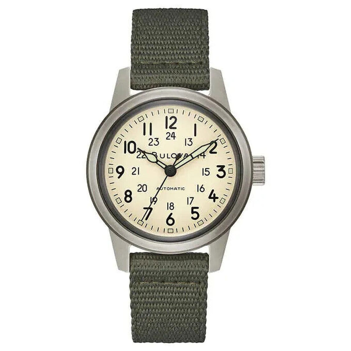 Bulova Hack Collection Men's Olive Green Strap Automatic Watch - 98A307