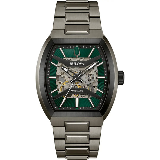 Bulova Maquina Men's Gunmetal Gray Bracelet Automatic Watch - 98A321