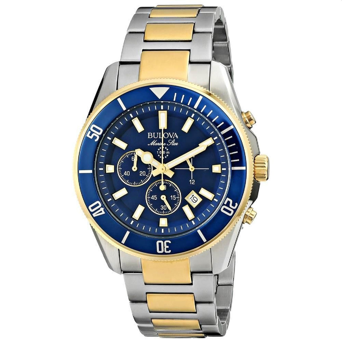 Bulova Marine Star Men's Two-tone/Silver and Gold Bracelet Quartz Watch - 98B230