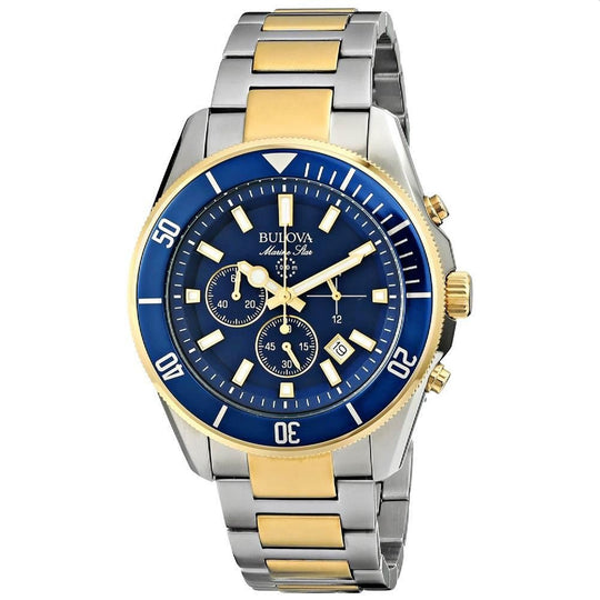 Bulova Marine Star Men's Two-tone/Silver and Gold Bracelet Quartz Watch - 98B230