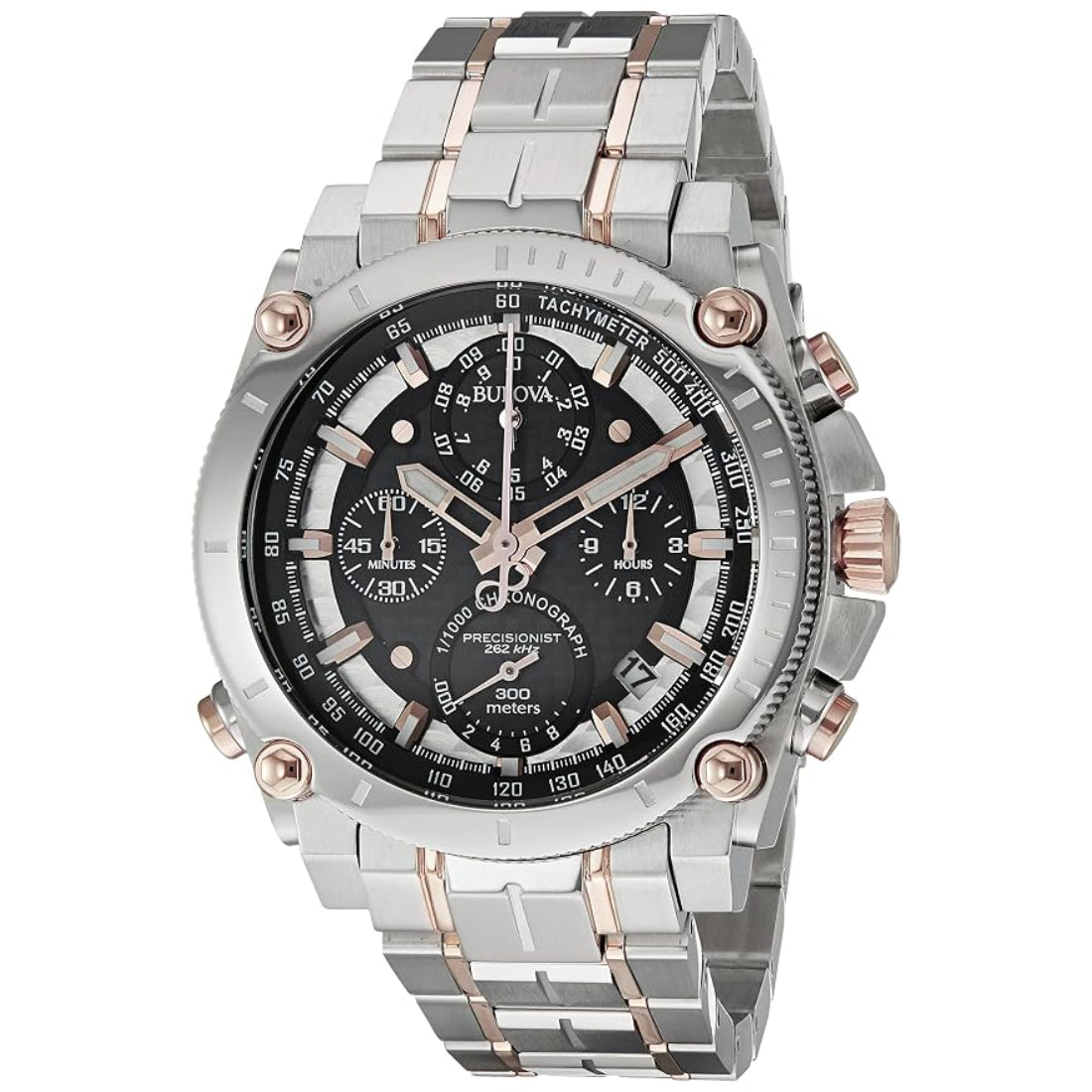 Bulova Precisionist Collection Men's Two-tone/Silver and Rose Gold accents Bracelet Quartz Watch - 98B256