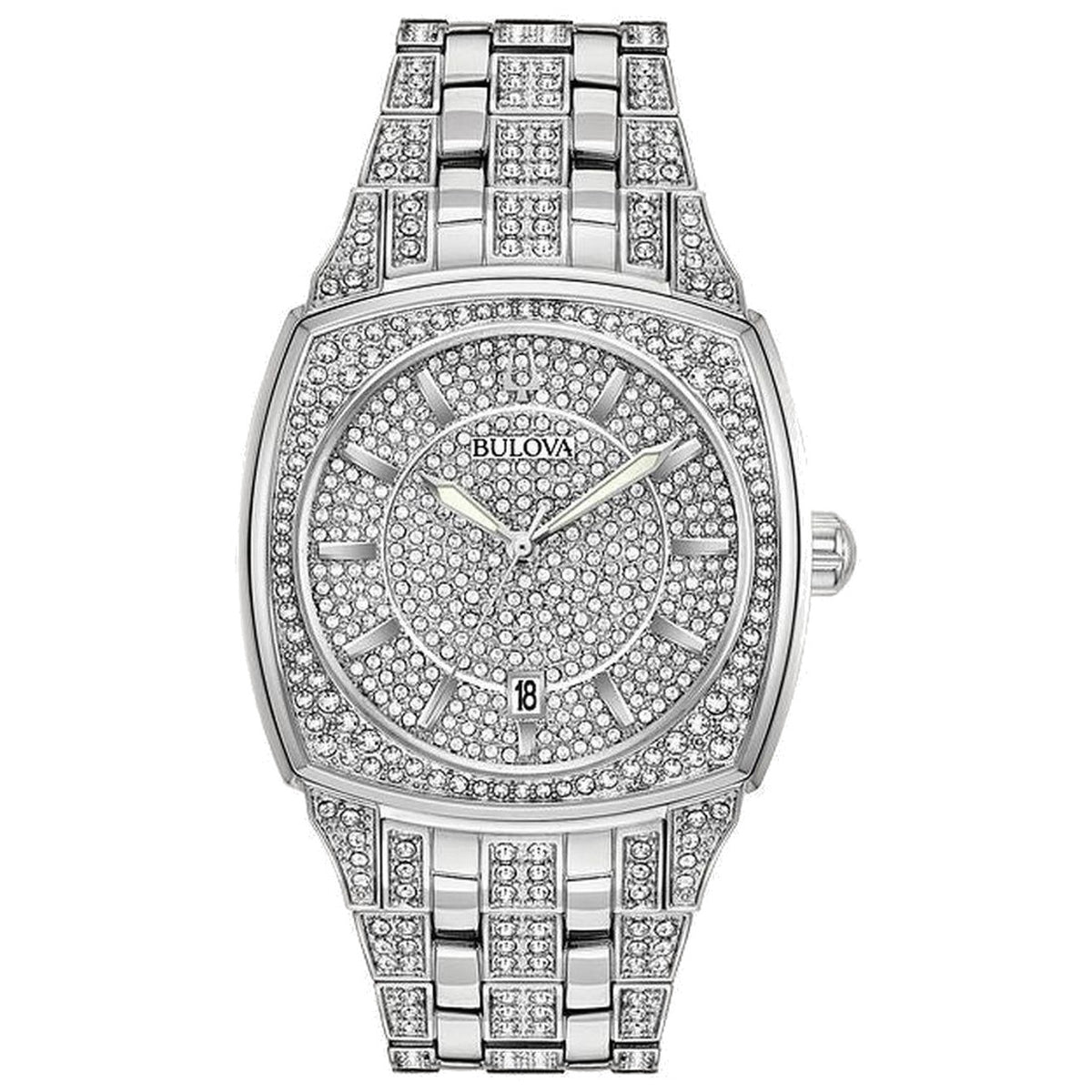 Bulova Phantom Crystal Collection Men's Silver-tone Bracelet Quartz Watch - 98B296