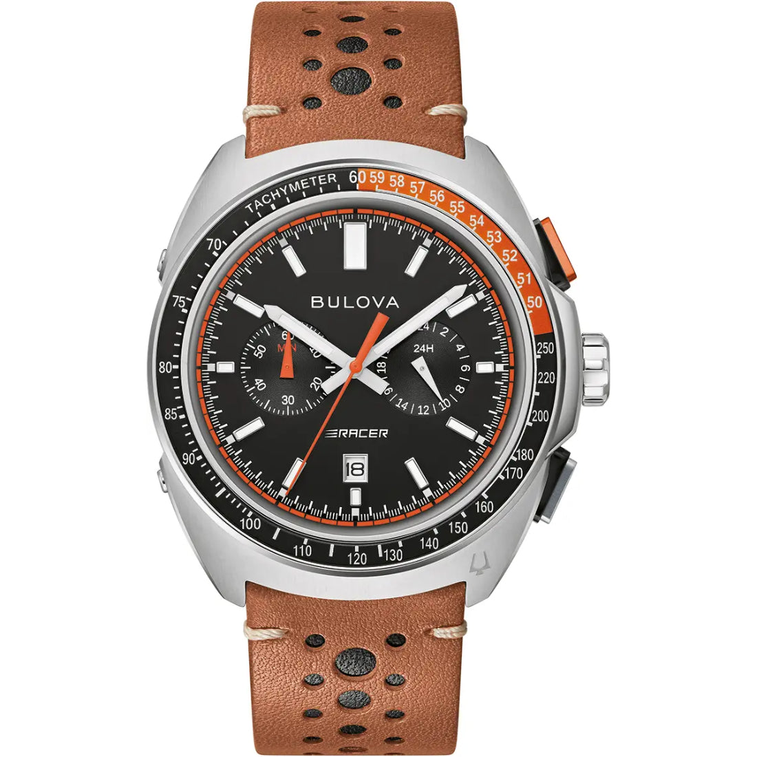 Bulova Racer Chronograph Men's Brown Strap Quartz Watch - 98B427