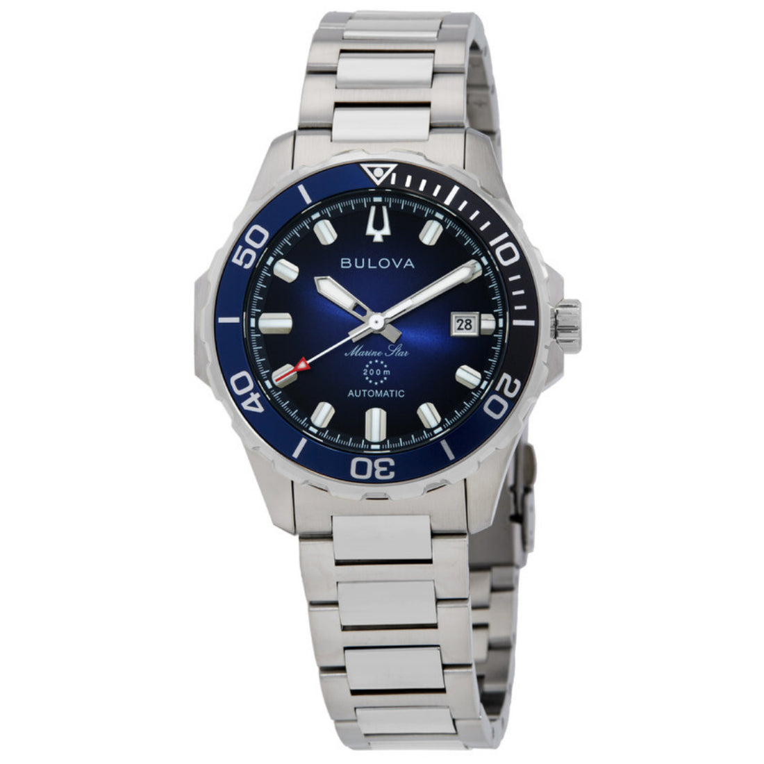 Bulova Marine Star Series B Men's Silver-tone Bracelet Automatic Watch - 98B466