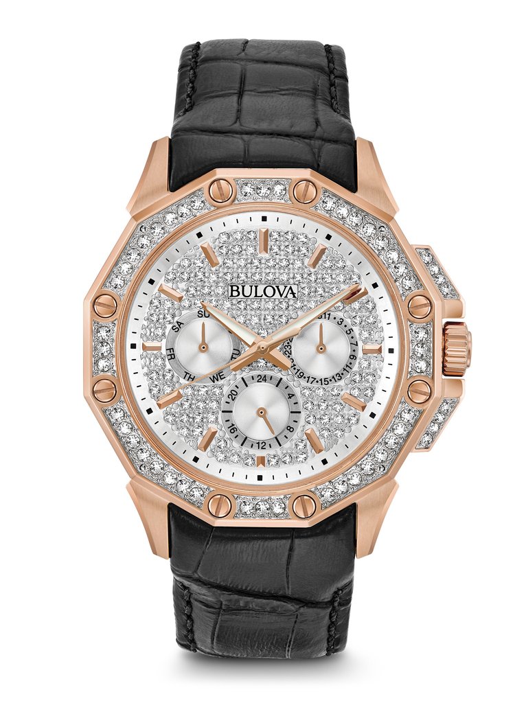 Bulova Crystal Collection Men's Black Strap Quartz Watch - 98C125