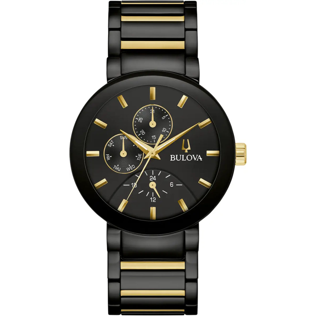 Bulova Futuro Men's Two-tone/Black Ion-Plated with Gold-Tone Accents Bracelet Quartz Watch - 98C149