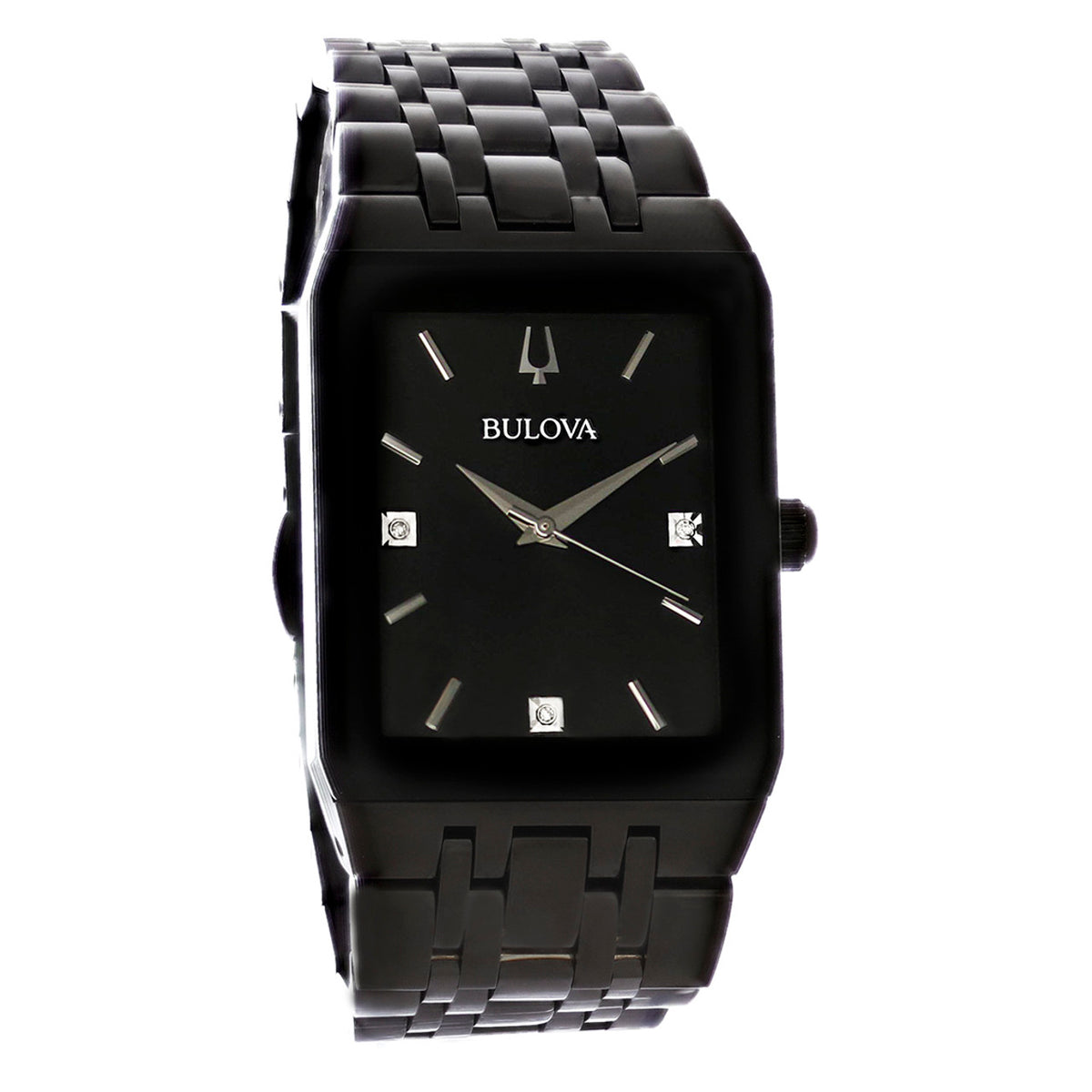Bulova Modern Quadra Diamond Collection Men's Black Bracelet Quartz Watch - 98D164