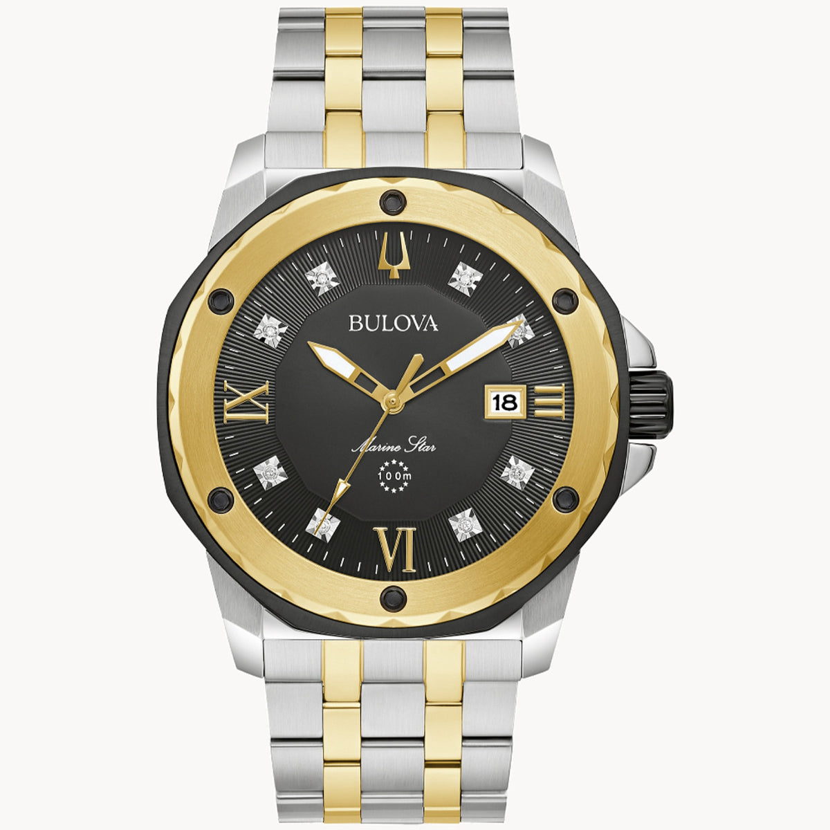 Bulova Marine Star Men's Two-tone/Silver and Gold-tone Bracelet Quartz Watch - 98D175