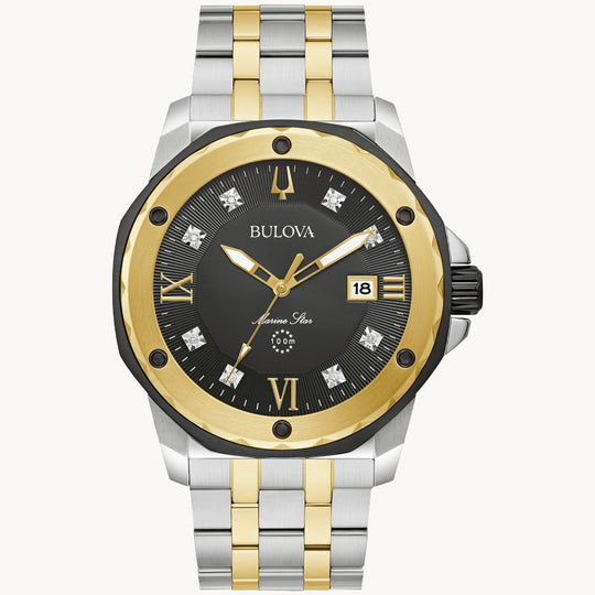 Bulova Marine Star Men's Two-tone/Silver and Gold-tone Bracelet Quartz Watch - 98D175