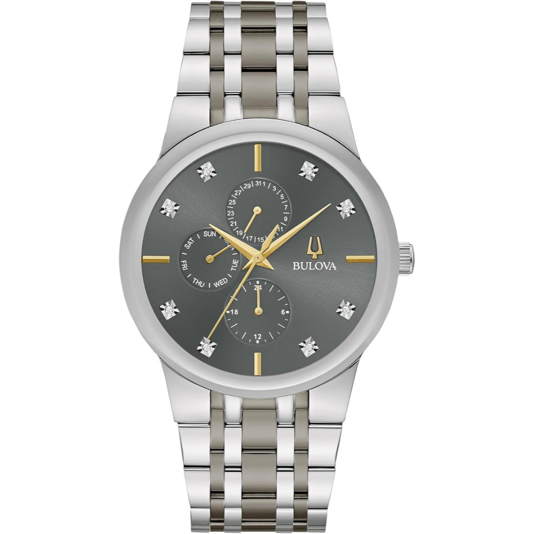 Bulova Modern Diamond Collection Men's Two-tone/Silver and Gold-tone Bracelet Quartz Watch - 98D186
