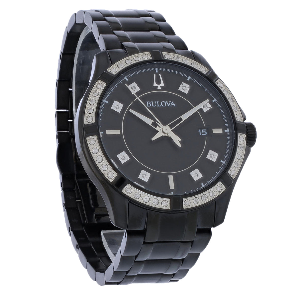 Bulova Diamond Accent Collection Men's Black Bracelet Quartz Watch - 98E116