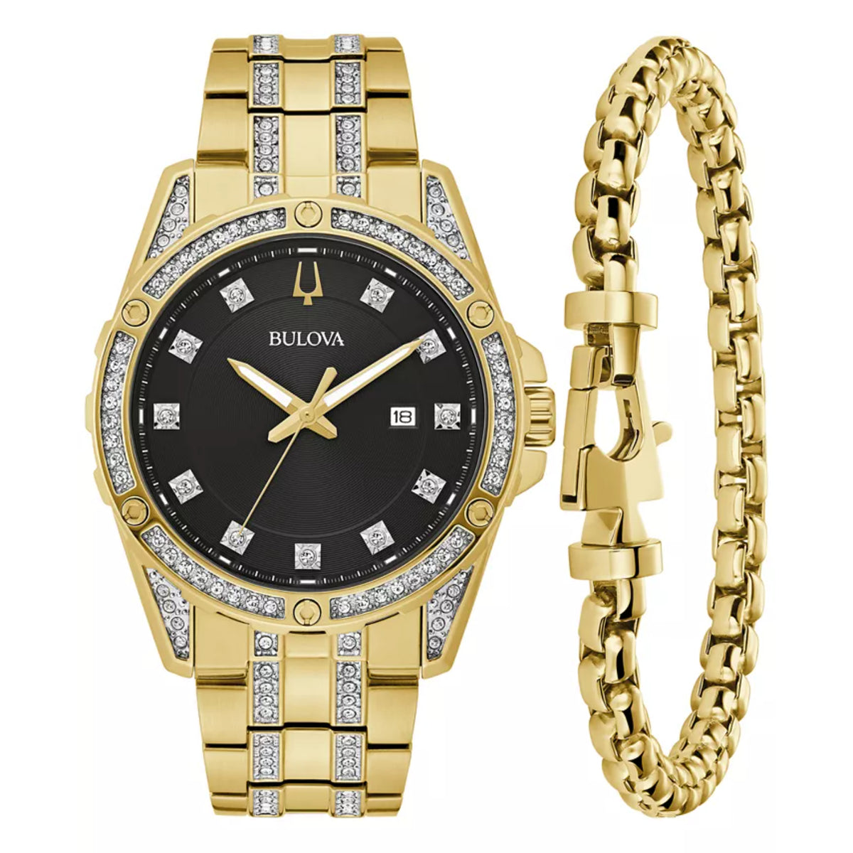 Bulova Gift Set Collection Men's Gold-tone Bracelet Quartz Watch - 98K115