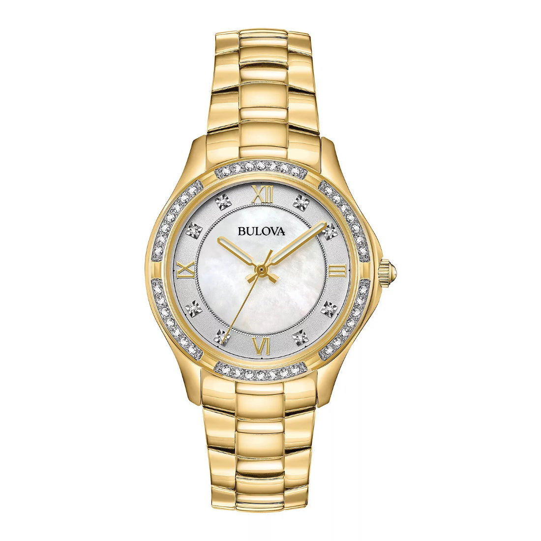 Bulova Crystal Collection Women's Gold-tone Bracelet Quartz Watch - 98L256