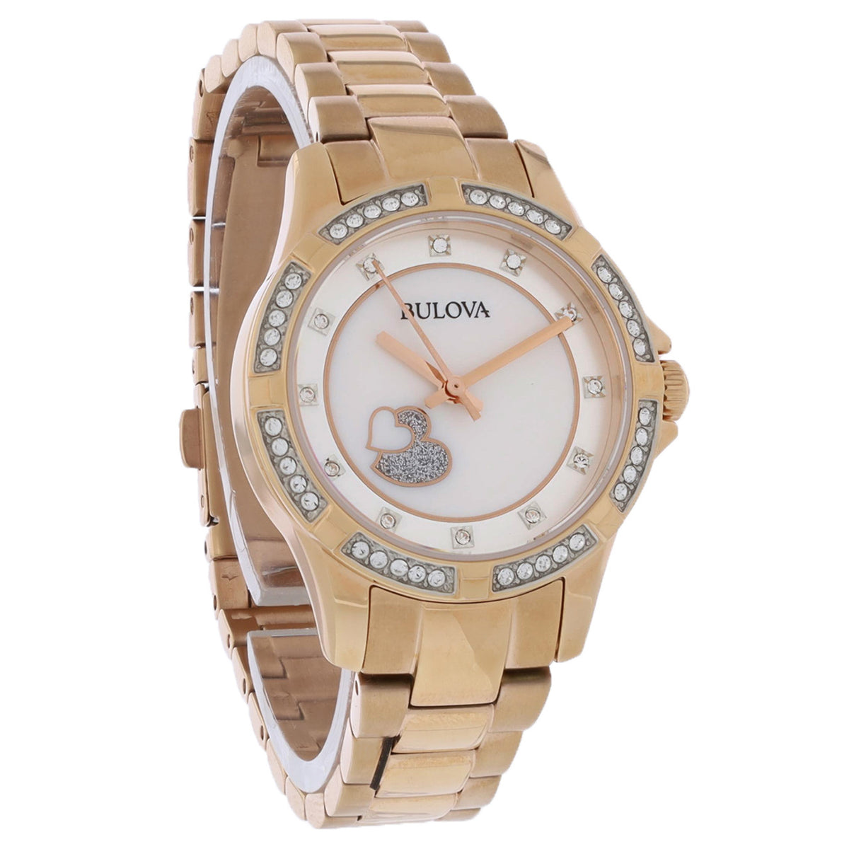 Bulova Crystal Collection Women's Rose Gold-tone Bracelet Quartz Watch - 98L303