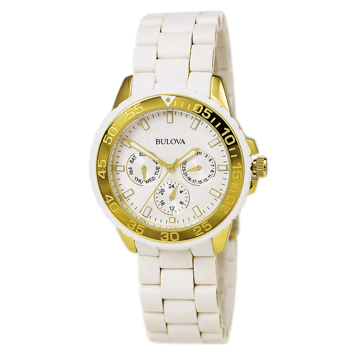 Bulova Sport Collection Women's White and Gold-tone Bracelet Quartz Watch - 98N102