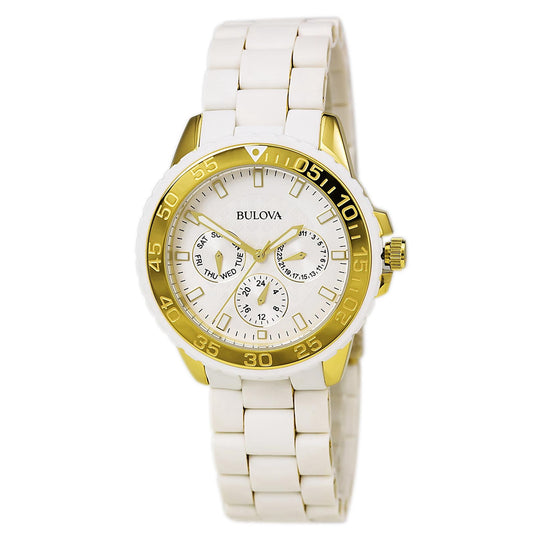 Bulova Sport Collection Women's White and Gold-tone Bracelet Quartz Watch - 98N102