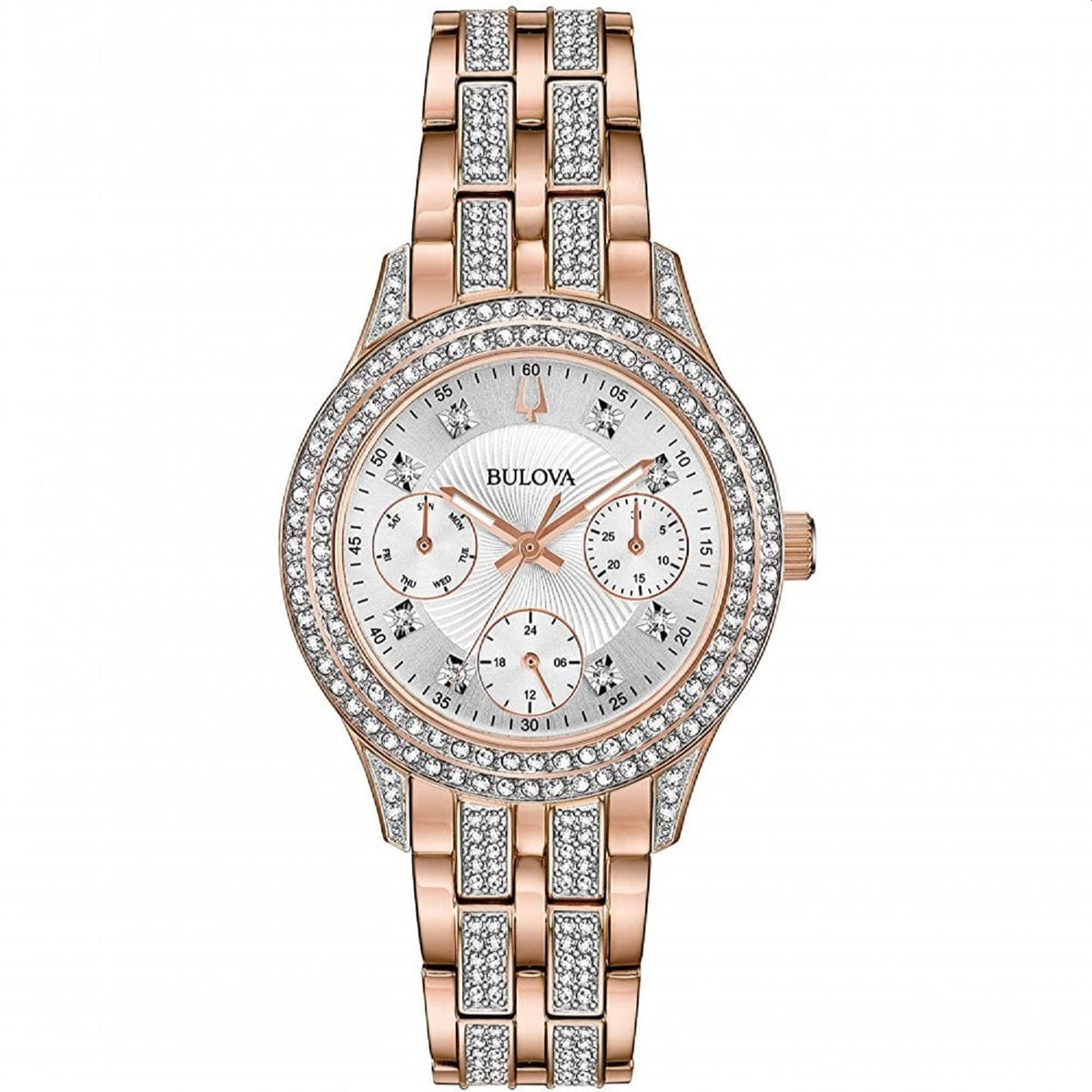 Bulova Crystal Collection Women's Rose Gold-tone Bracelet Quartz Watch - 98N113
