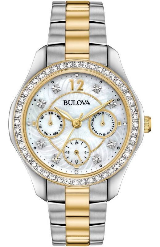 Bulova Crystal Collection Women's Gold-Silver Two tone Bracelet Quartz Watch - 98N114