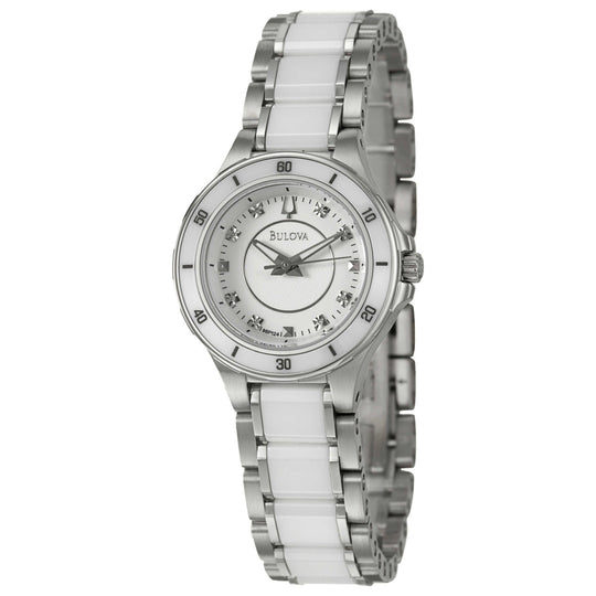 Bulova Diamonds Collection Women's White and Silver Bracelet Quartz Watch - 98P124