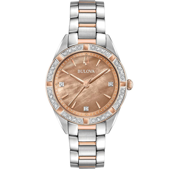 Bulova Classic Sutton Women's Rose Gold-Silver Two tone Bracelet Quartz Watch - 98R264