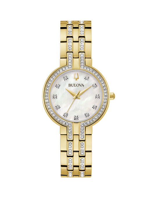 Bulova Crystal Collection Women's Gold-tone Bracelet Quartz Watch - 98X138