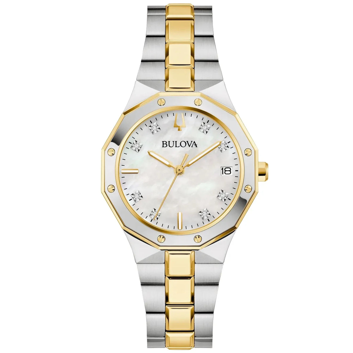 Bulova Prestige  Women's Gold-Silver Two tone Bracelet Quartz Watch - 98P234