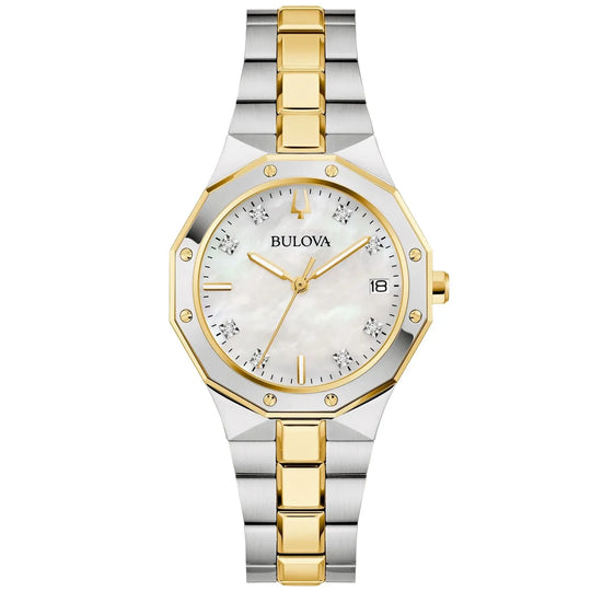 Bulova Prestige  Women's Gold-Silver Two tone Bracelet Quartz Watch - 98P234