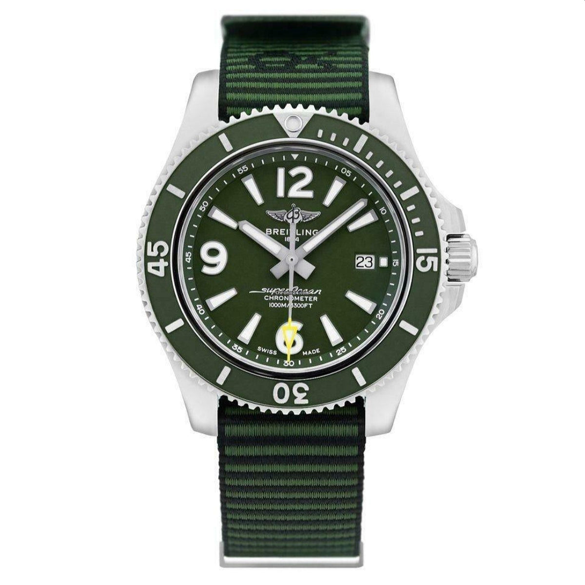 Breitling Men&#39;s A17367A11L1W1 Green Nylon NATO Watch