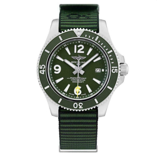 Breitling Men's A17367A11L1W1 Green Nylon NATO Watch