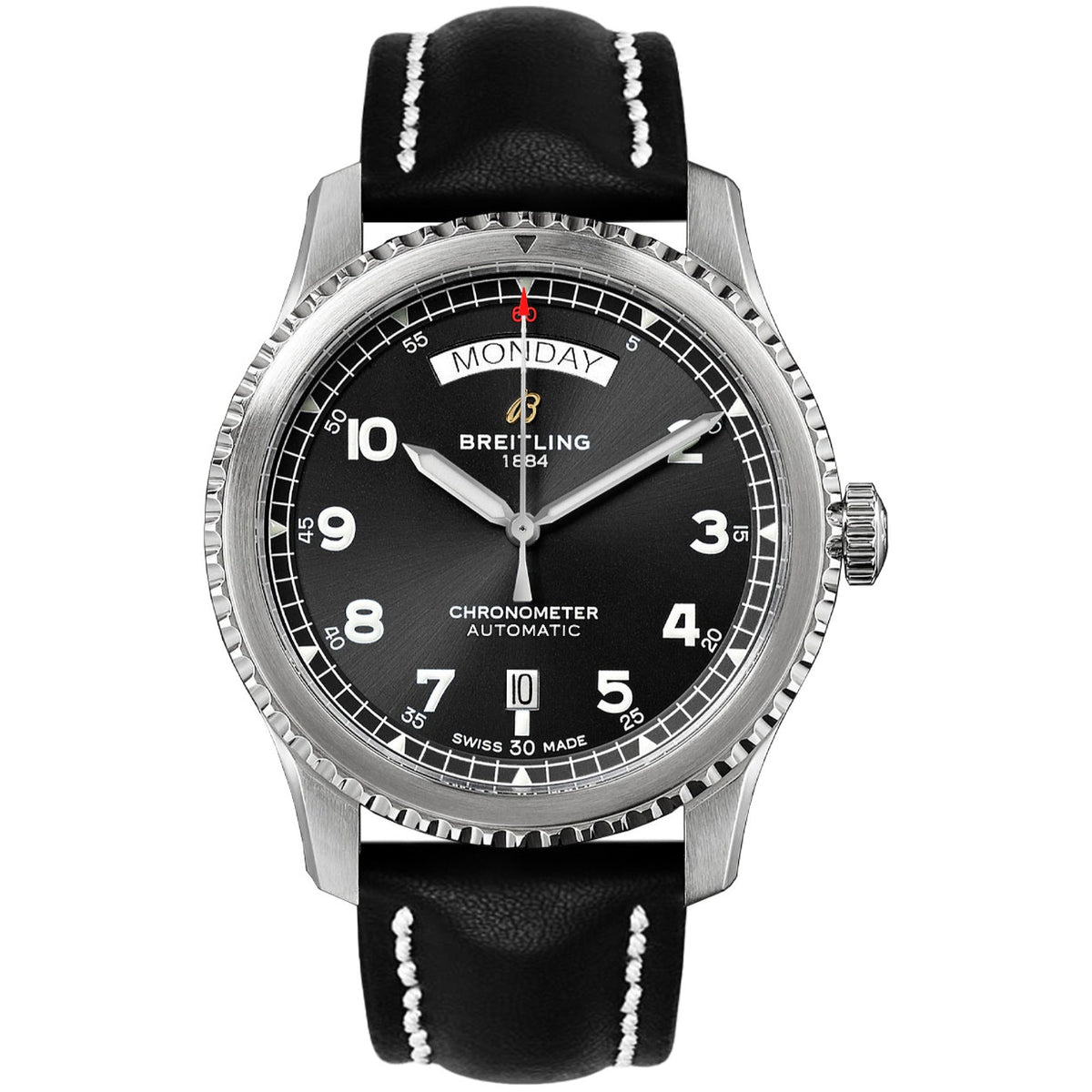 Breitling Men&#39;s A45330101B1X1 Black Leather Watch