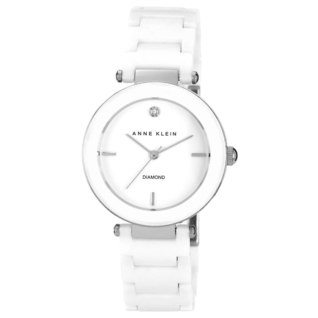Anne Klein Ceramic Diamond Collection Women's White Bracelet Quartz Watch - AK/1019LVSV