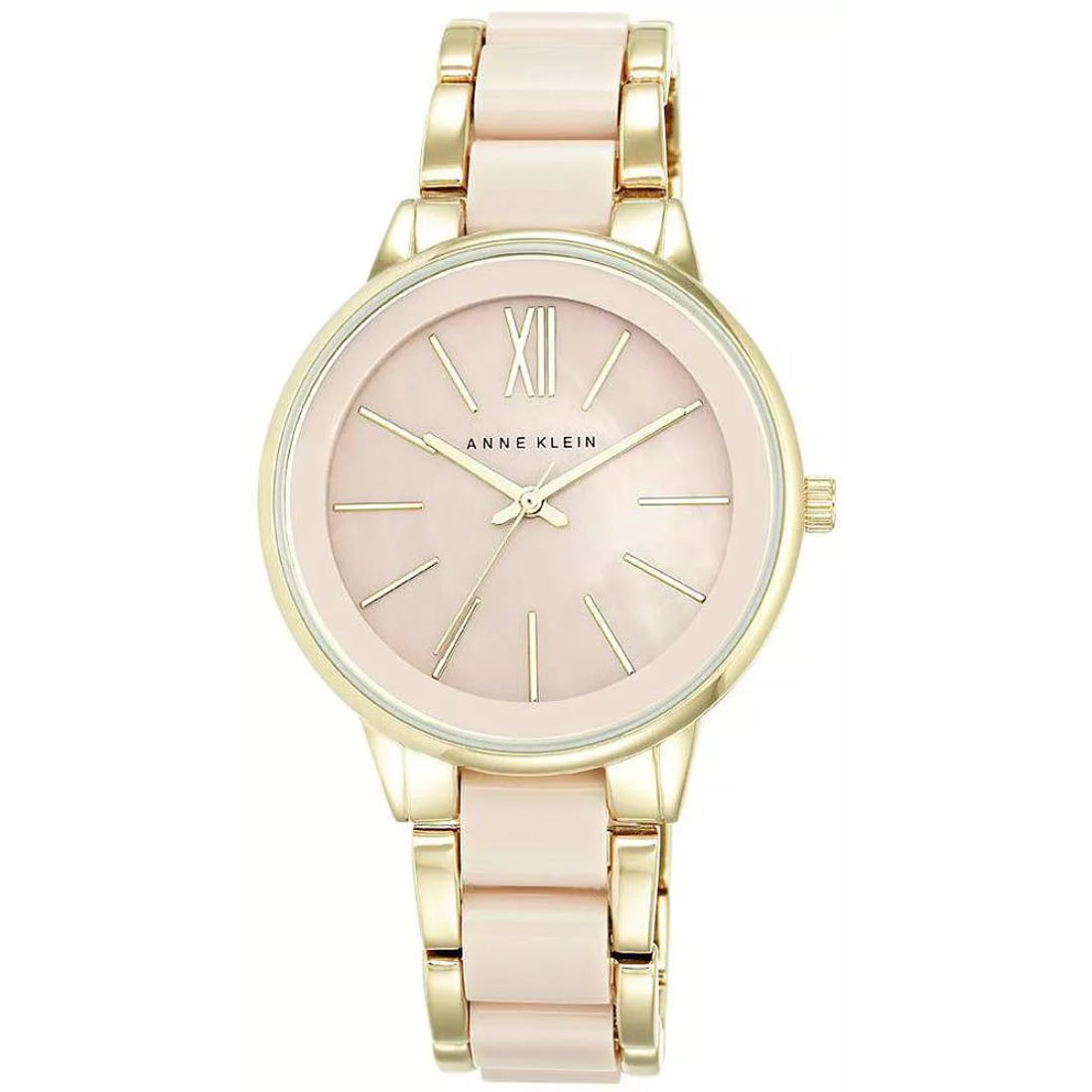 Anne Klein Gold-Tone Collection Women's Gold-tone and Blush Pink Bracelet Quartz Watch - AK/1412BMGB
