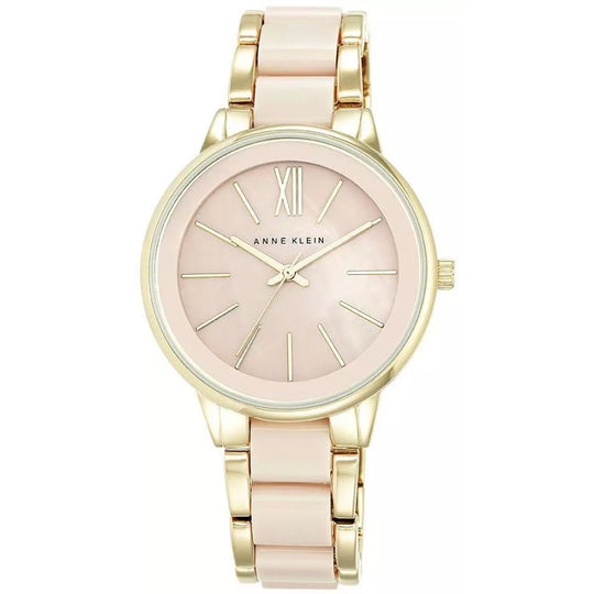 Anne Klein Gold-Tone Collection Women's Gold-tone and Blush Pink Bracelet Quartz Watch - AK/1412BMGB