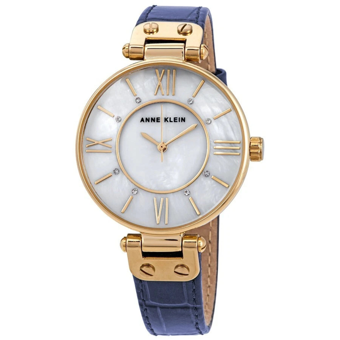 Anne Klein Classic Collection Women's Navy Blue with Gold-tone Strap Quartz Watch - AK/3228MPNV