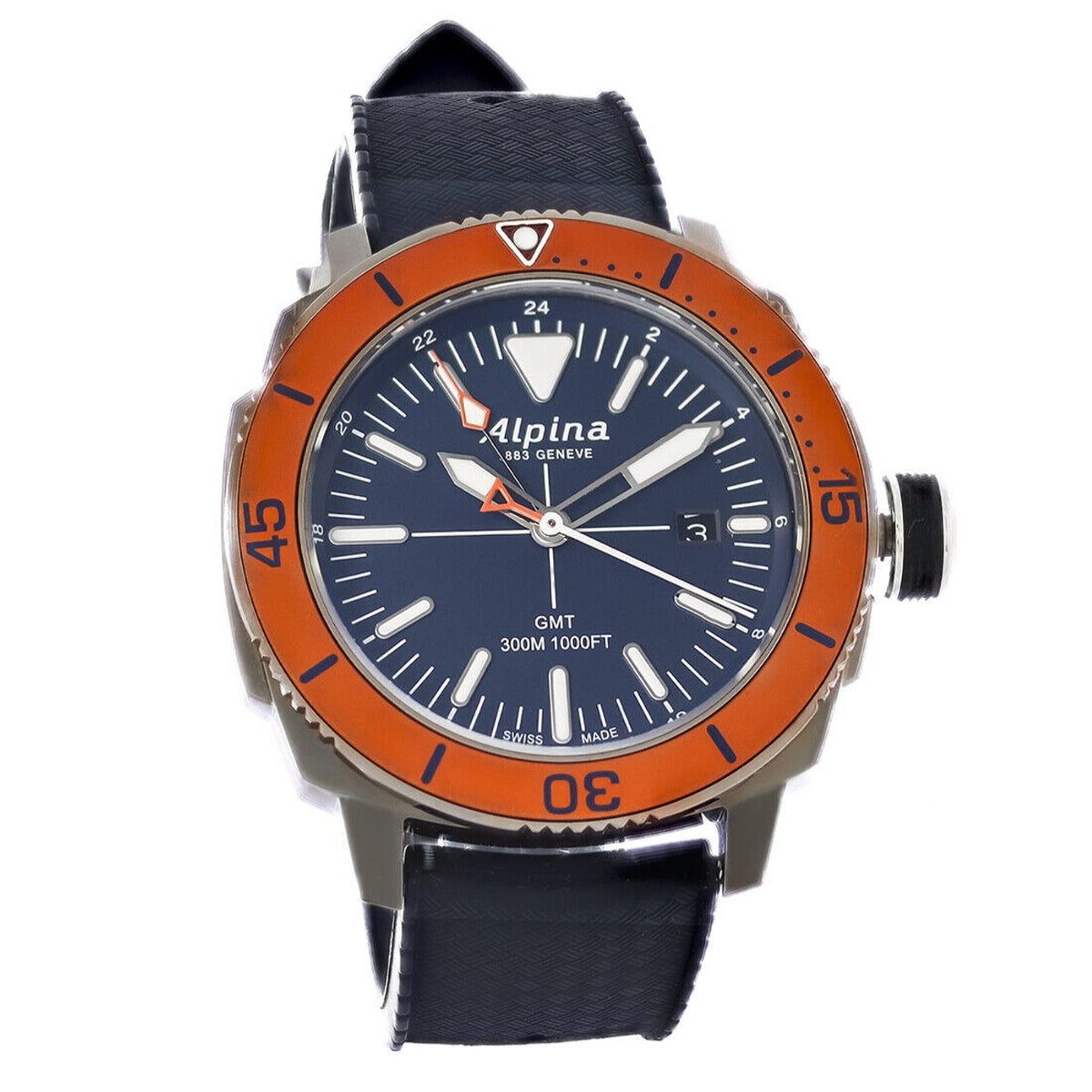 Alpina Seastrong Diver GMT Men's Blue Strap Quartz Watch - AL-247LNO4TV6