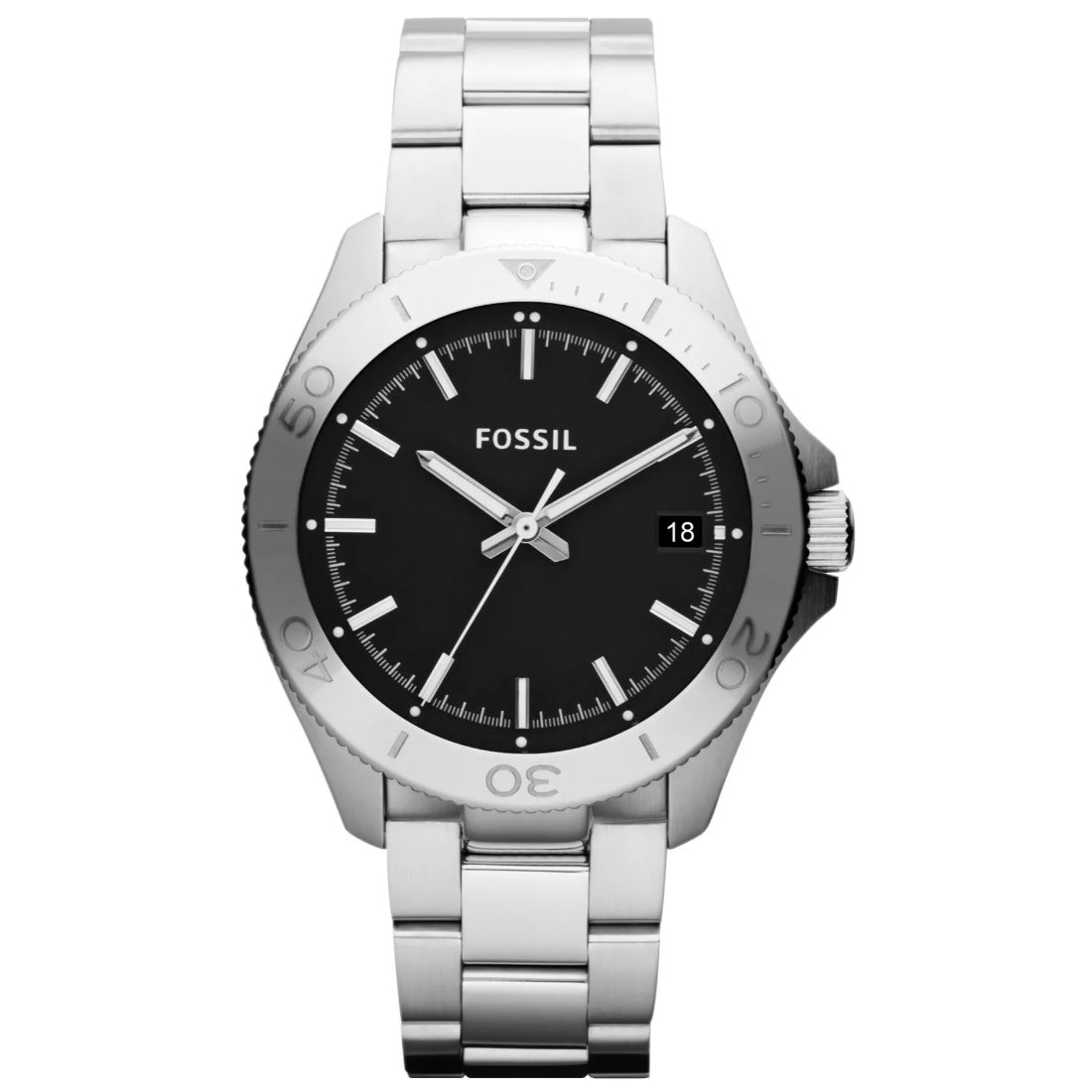 Fossil Retro Traveler Men's Silver Bracelet Quartz Watch - AM4441