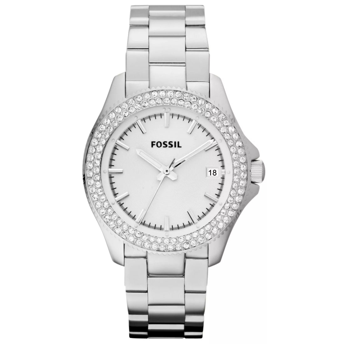 Fossil Retro Traveler Women's Silver Bracelet Quartz Watch - AM4452