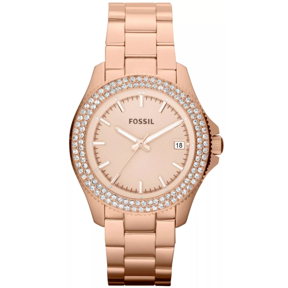 Fossil Retro Traveler Women's Rose Gold-tone Bracelet Quartz Watch - AM4454
