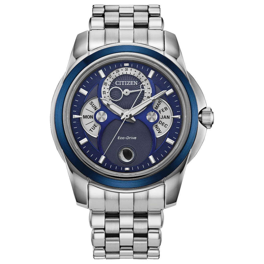 Citizen Calendrier Men's Silver-tone Bracelet Eco-Drive Watch - BU0088-51H