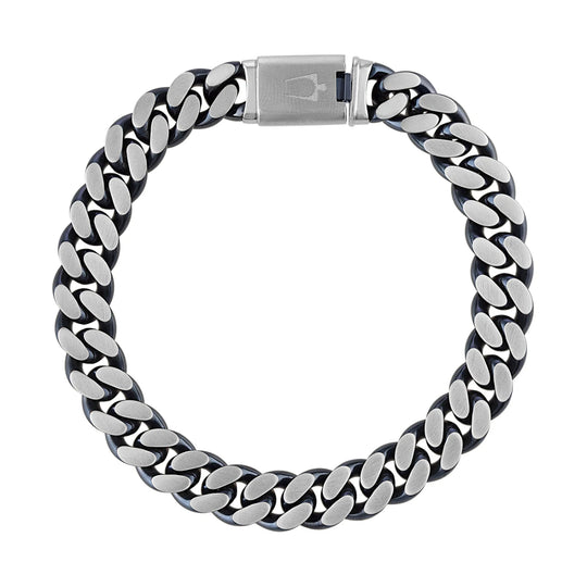 Bulova Classic Stainless Steel Curb Chain Bracelet