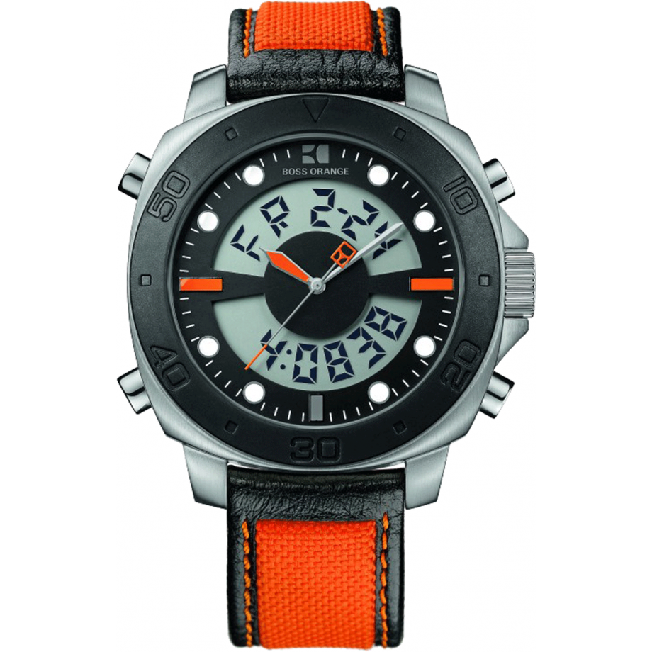Hugo Boss Orange Men's Black and Orange Strap Quartz Watch - 1512679