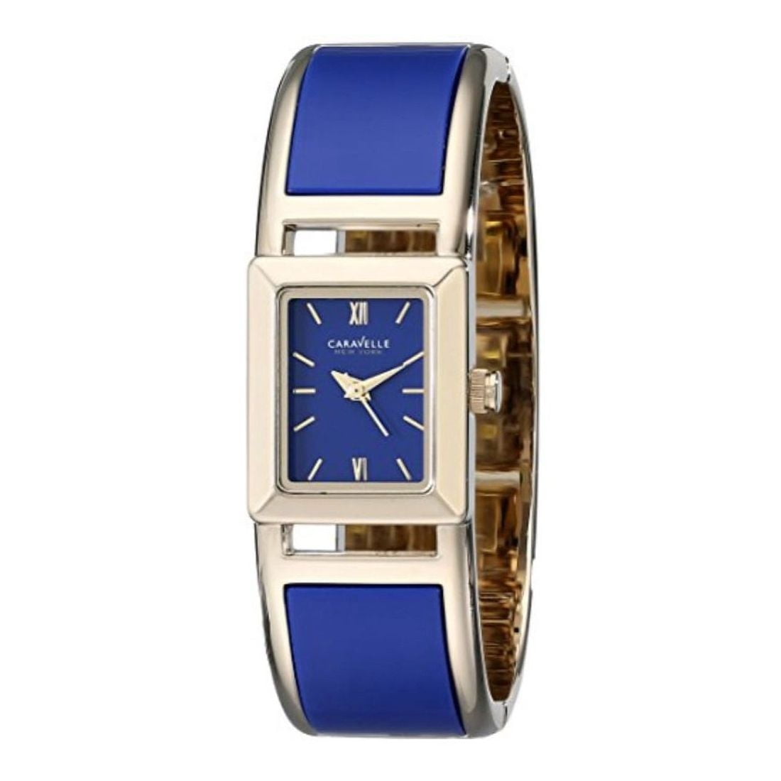 Caravelle New York by Bulova Women's Gold-tone and Blue Bangle Bracelet Quartz Watch - 44L146