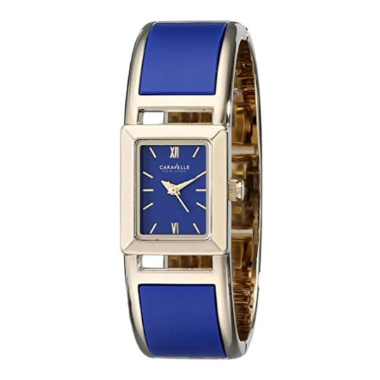 Caravelle New York by Bulova Women's Gold-tone and Blue Bangle Bracelet Quartz Watch - 44L146