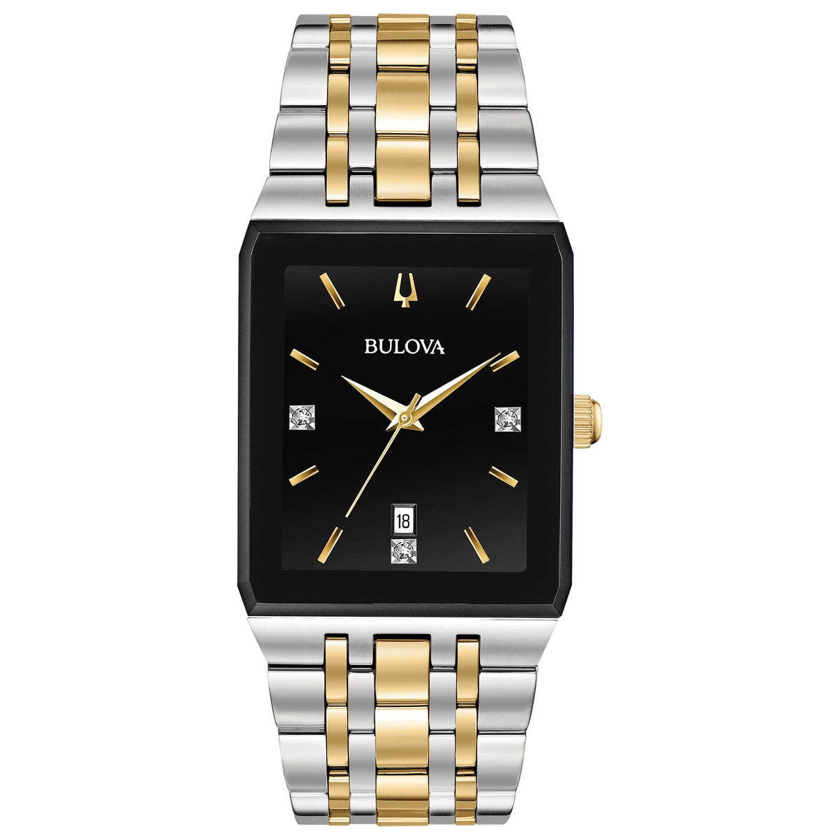 Bulova Diamonds Collection Men's Two-tone/Silver and Yellow Gold-tone Bracelet Quartz Watch - 98D153