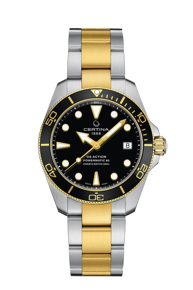 Certina DS Action Diver 38mm Powermatic 80 Adult Two-tone/Silver and Gold-tone Bracelet Quartz Watch - C032.807.22.051.00